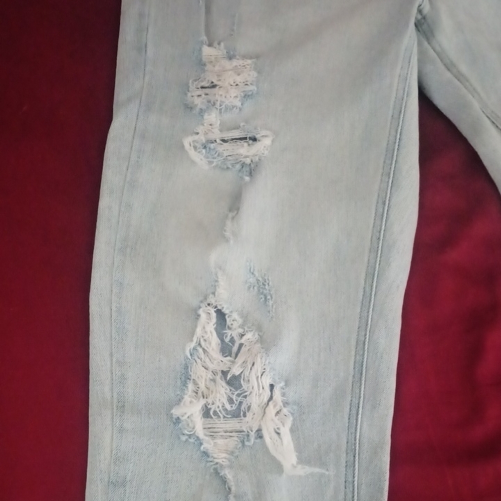 Wild Fable Blue Distressed Skinny Jeans Size 12 High Rise Mom Jeans Like New 👖 - Picture 6 of 10